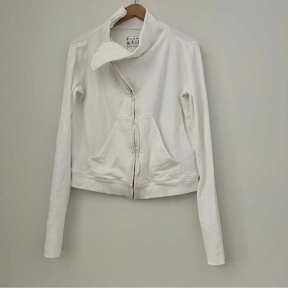 Frank & Eileen White Asymmetrical Zip Sweatshirt